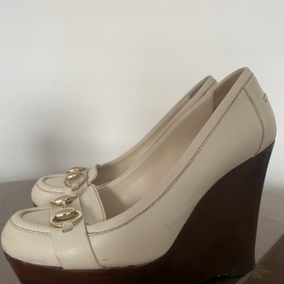 Gucci Ivory leather platforms size 37,5 - Picture 1 of 7